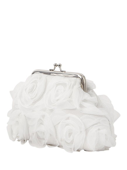 Angels by Accessorize Kids' Ruffle Blooms Clip Frame Bag, Ivory - view 2, Ivory