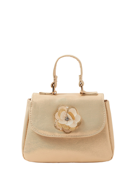 Angels by Accessorize Kids' Glitter Flower Bag, Gold, Gold