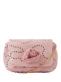 Angels by Accessorize Kids' Lace and Sequin Crossbody Bag, Pink, Pink