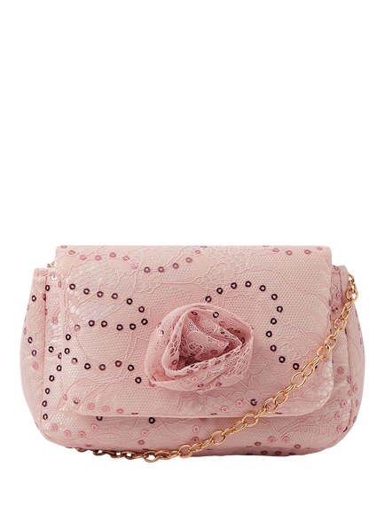 Angels by Accessorize Kids' Lace and Sequin Crossbody Bag, Pink, Pink