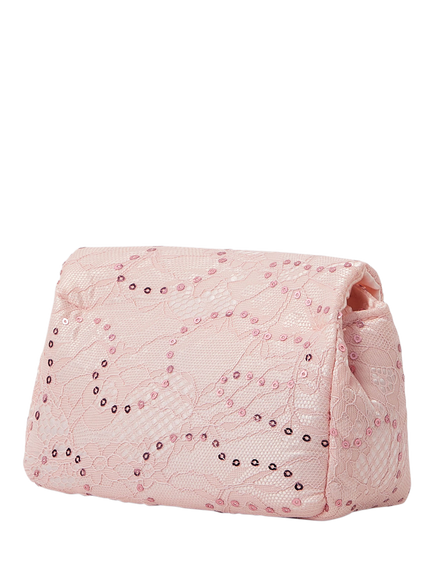 Angels by Accessorize Kids' Lace and Sequin Crossbody Bag, Pink - view 2, Pink