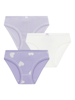 Lindex Kids' Briefs, Pack of 3, Purple/Multi, Purple/Multi