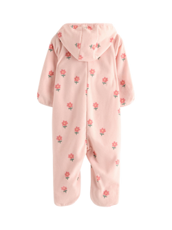Lindex Baby Outdoor Floral Hooded Pramsuit, Light Dusty Pink - view 2, Light Dusty Pink