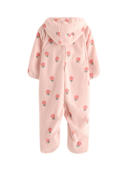 Lindex Baby Outdoor Floral Hooded Pramsuit, Light Dusty Pink - view 2, Light Dusty Pink