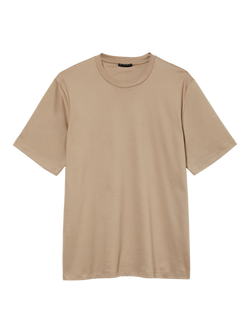 SISLEY Cotton Short Sleeve Crew Neck T-Shirt, Beige, Beige