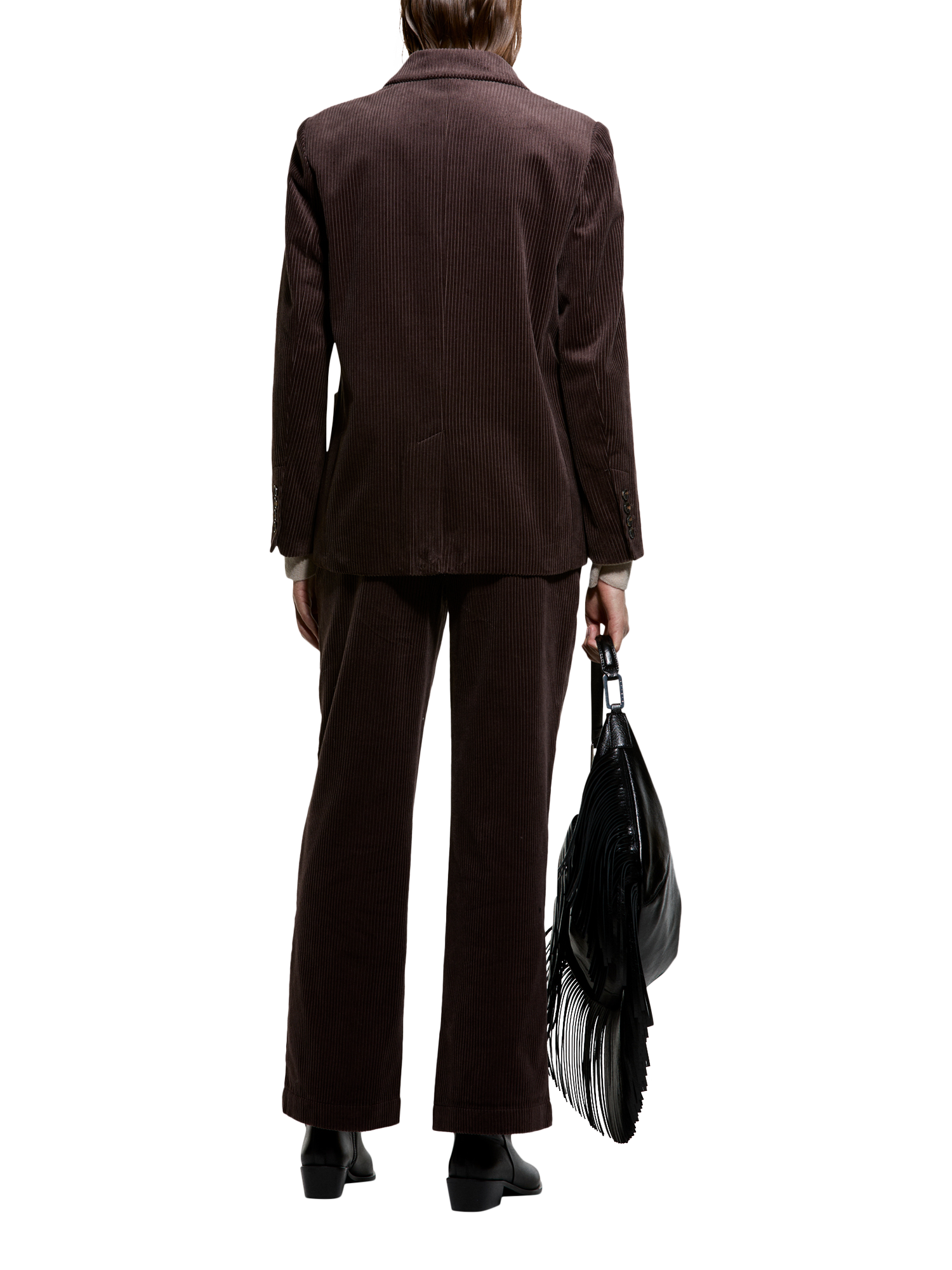 Product image 2 of 4, which shows SISLEY Corduroy Velvet Jacket, Dark Brown, 8
