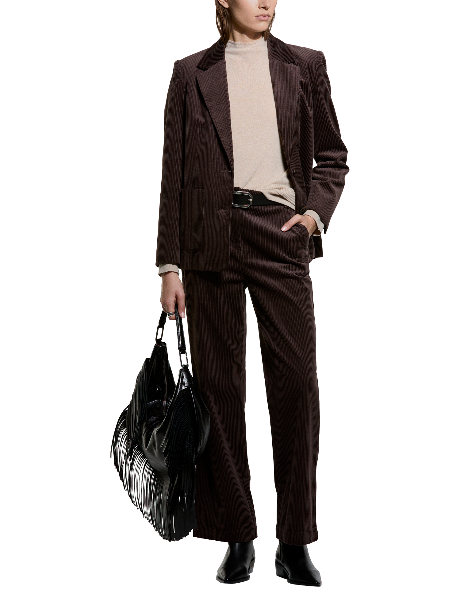 Product image 3 of 4, which shows SISLEY Corduroy Velvet Jacket, Dark Brown, 8