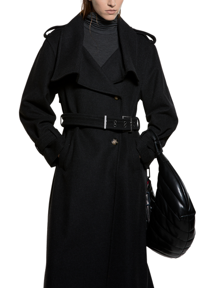 SISLEY Long Sleeve Collared Long Coat, Dark Grey, Dark Grey