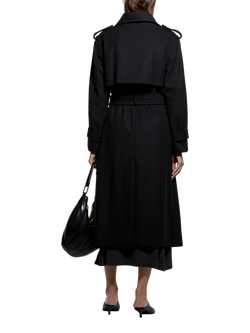 SISLEY Long Sleeve Collared Long Coat, Dark Grey - view 2, Dark Grey