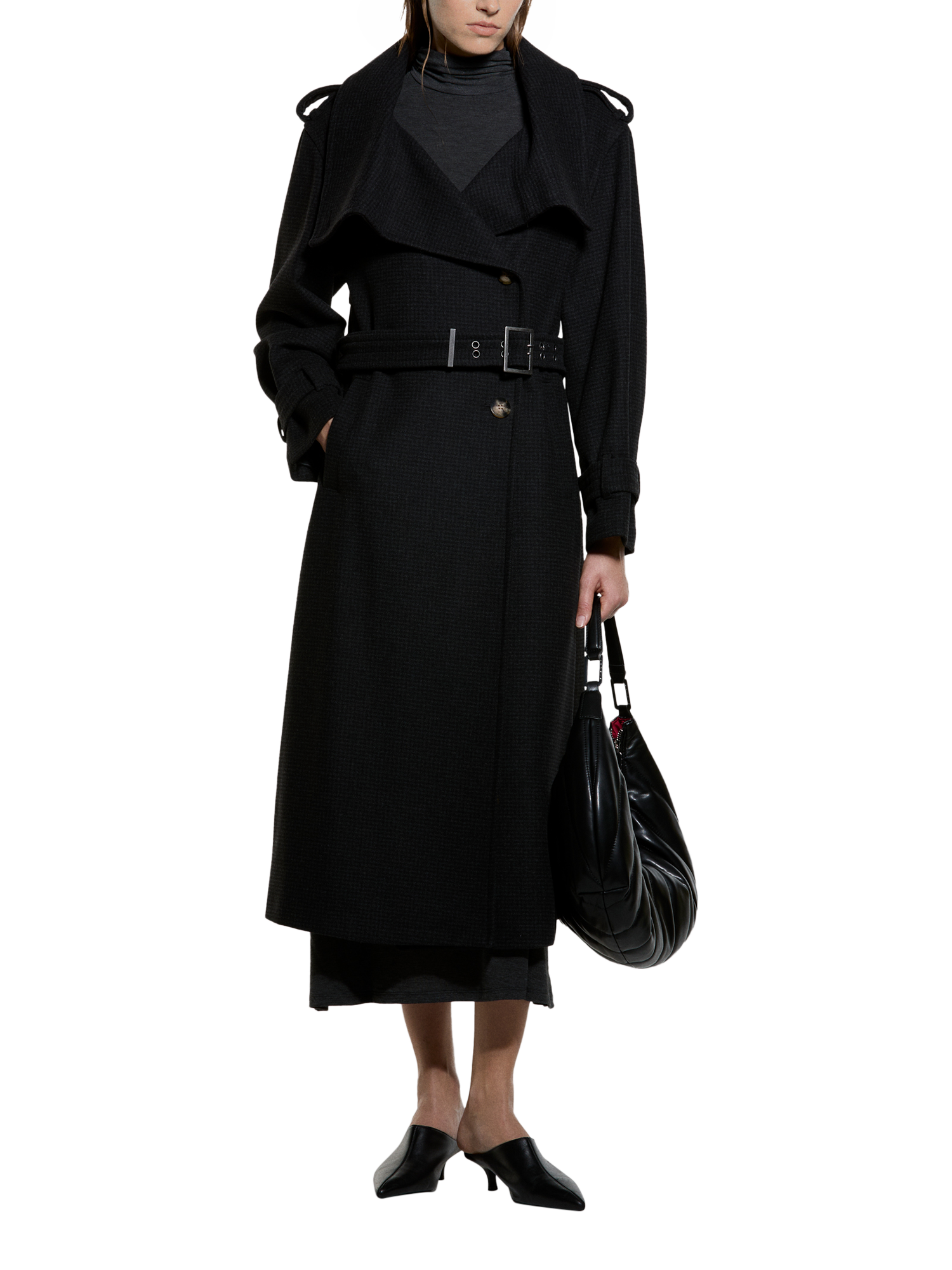 Product image 3 of 4, which shows SISLEY Long Sleeve Collared Long Coat, Dark Grey, 8