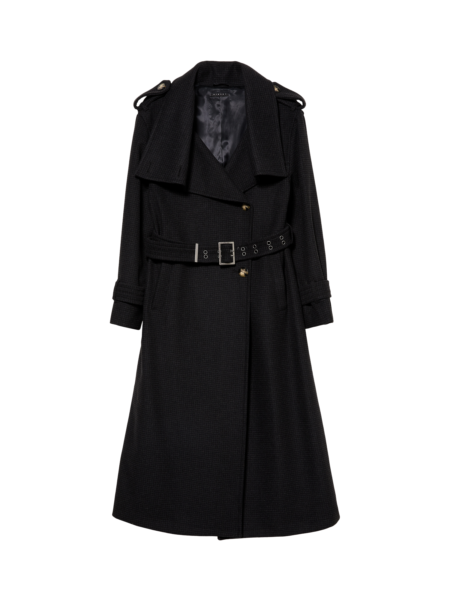 Product image 4 of 4, which shows SISLEY Long Sleeve Collared Long Coat, Dark Grey, 8