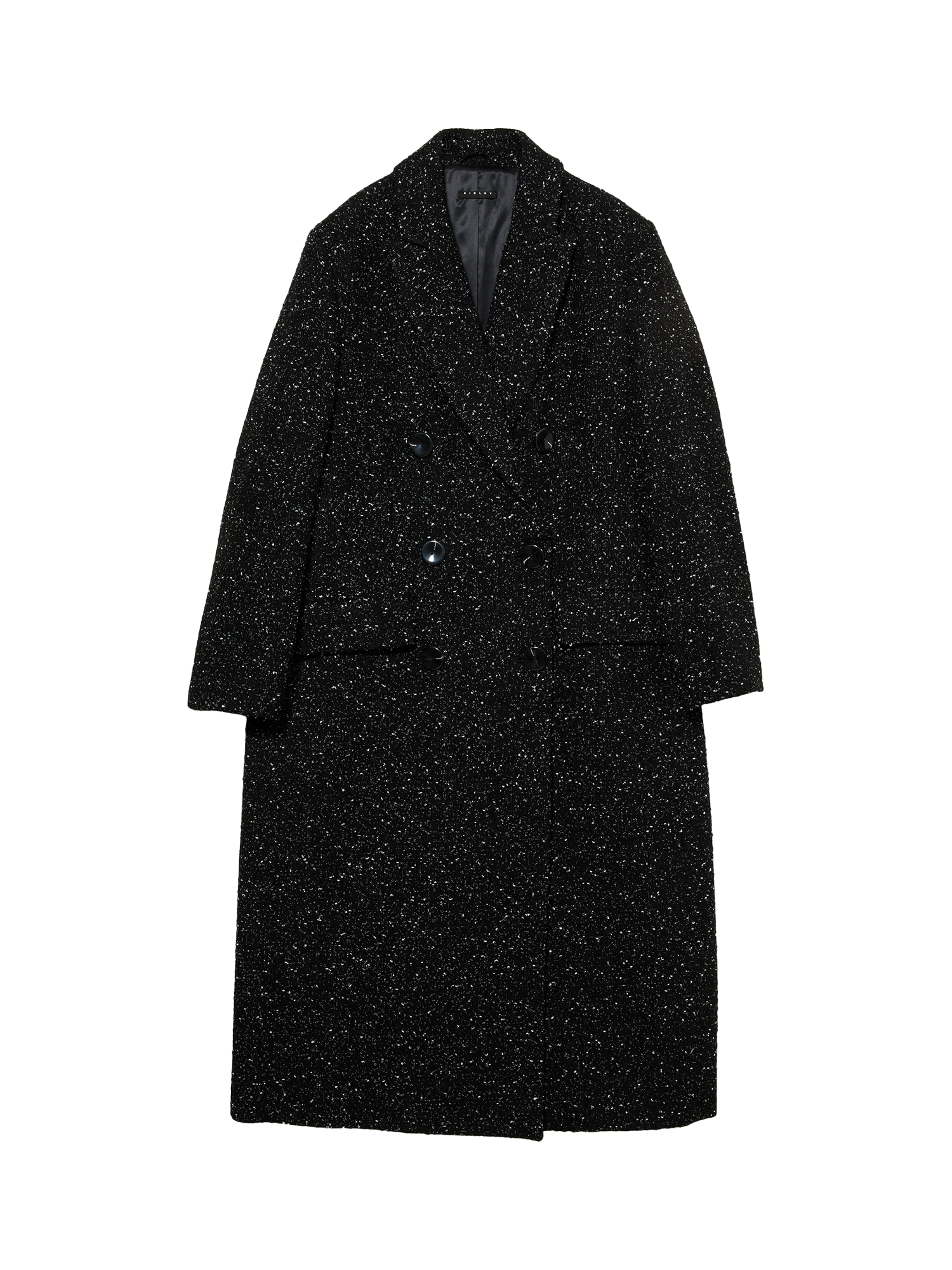 Product image 1 of 1, which shows SISLEY Boucle Double Breasted Wool Blend Coat, Black, 8