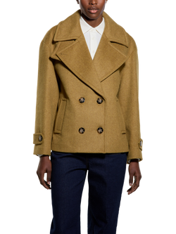 SISLEY Oversized Double Breasted Peacoat, Mustard, Mustard