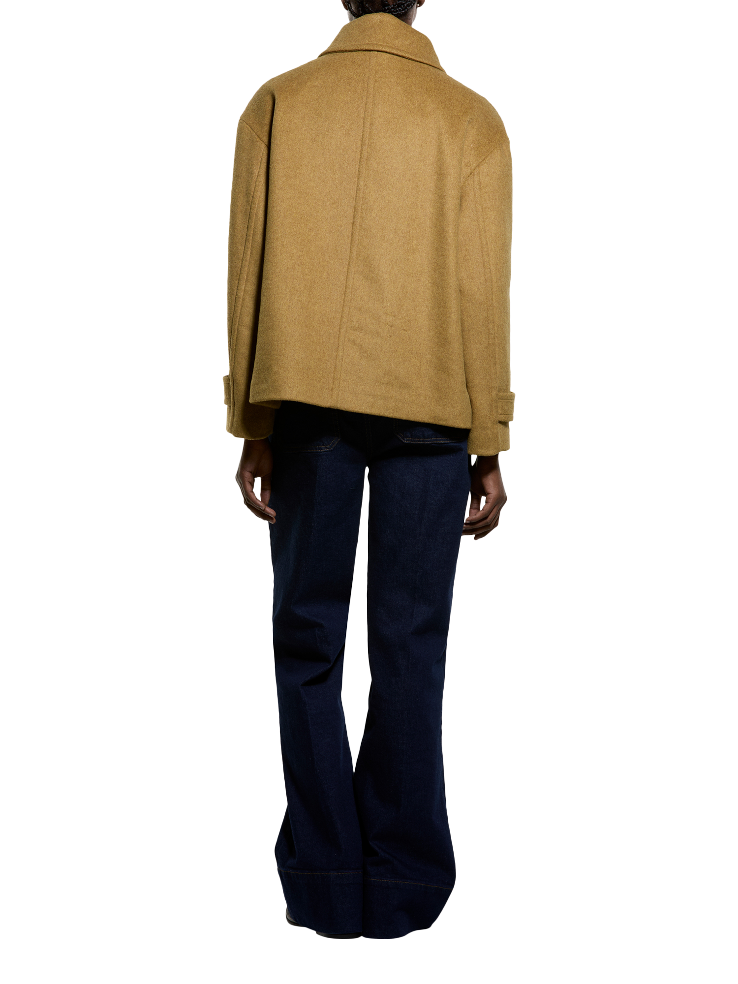 Product image 2 of 4, which shows SISLEY Oversized Double Breasted Peacoat, Mustard, 8