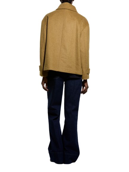 SISLEY Oversized Double Breasted Peacoat, Mustard - view 2, Mustard
