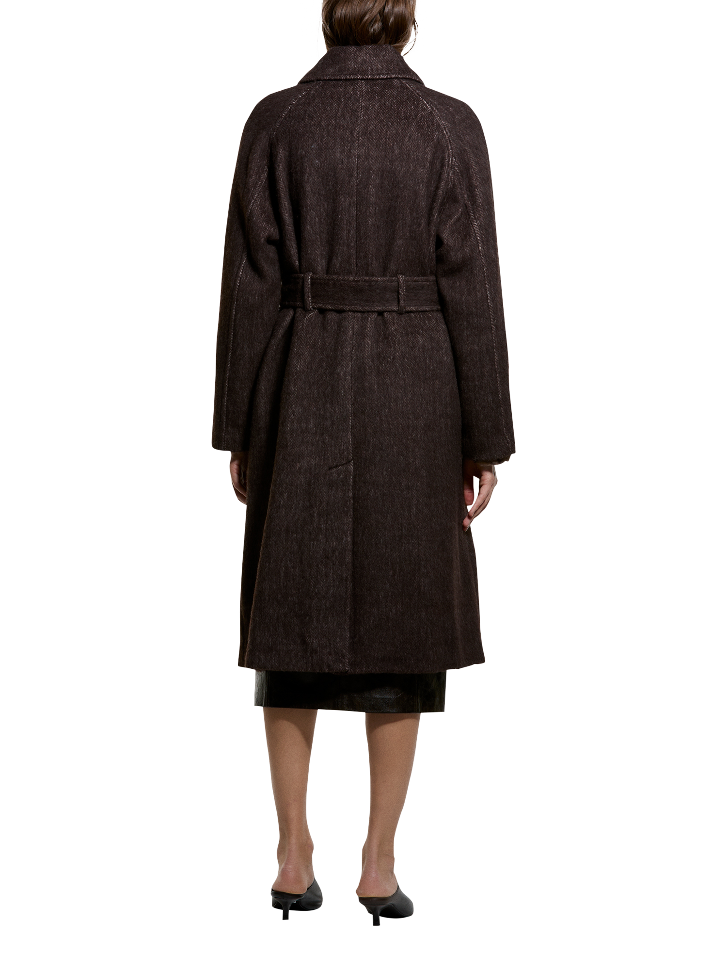 Product image 2 of 4, which shows SISLEY Long Sleeve Collared Knee Length Coat, Brown, 8