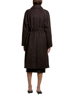 SISLEY Long Sleeve Collared Knee Length Coat, Brown - view 2, Brown