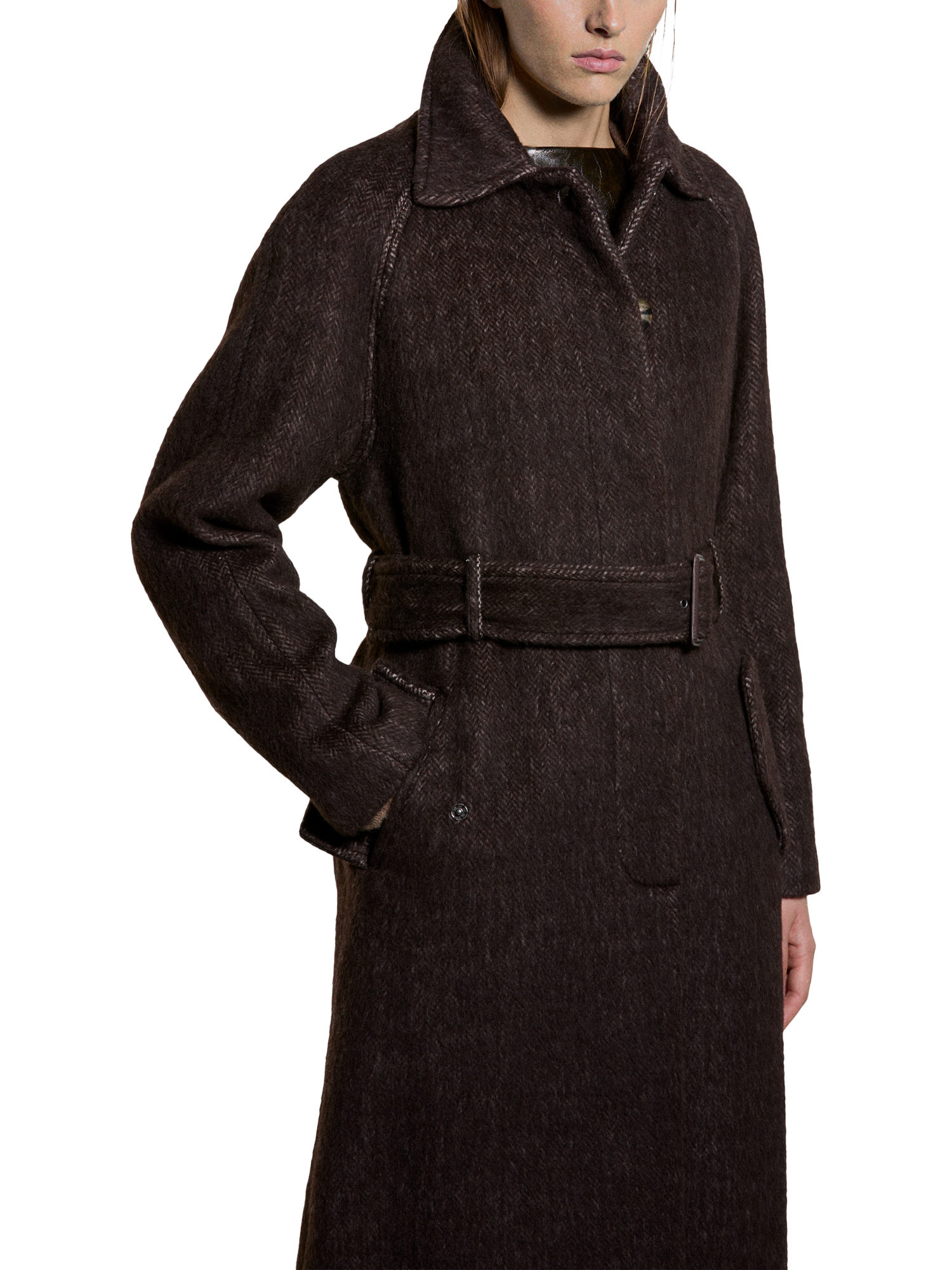 Product image 3 of 4, which shows SISLEY Long Sleeve Collared Knee Length Coat, Brown, 8