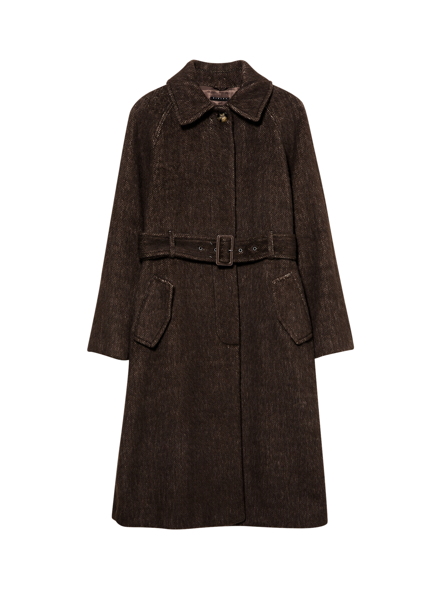 Product image 4 of 4, which shows SISLEY Long Sleeve Collared Knee Length Coat, Brown, 8