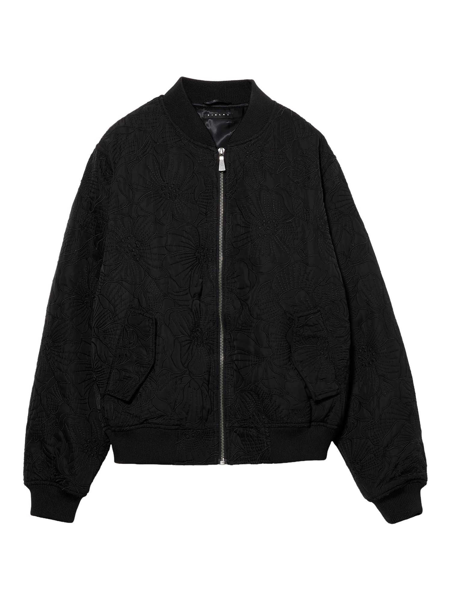 Product image 1 of 1, which shows SISLEY Quilted Bomber Jacket, Black, 8
