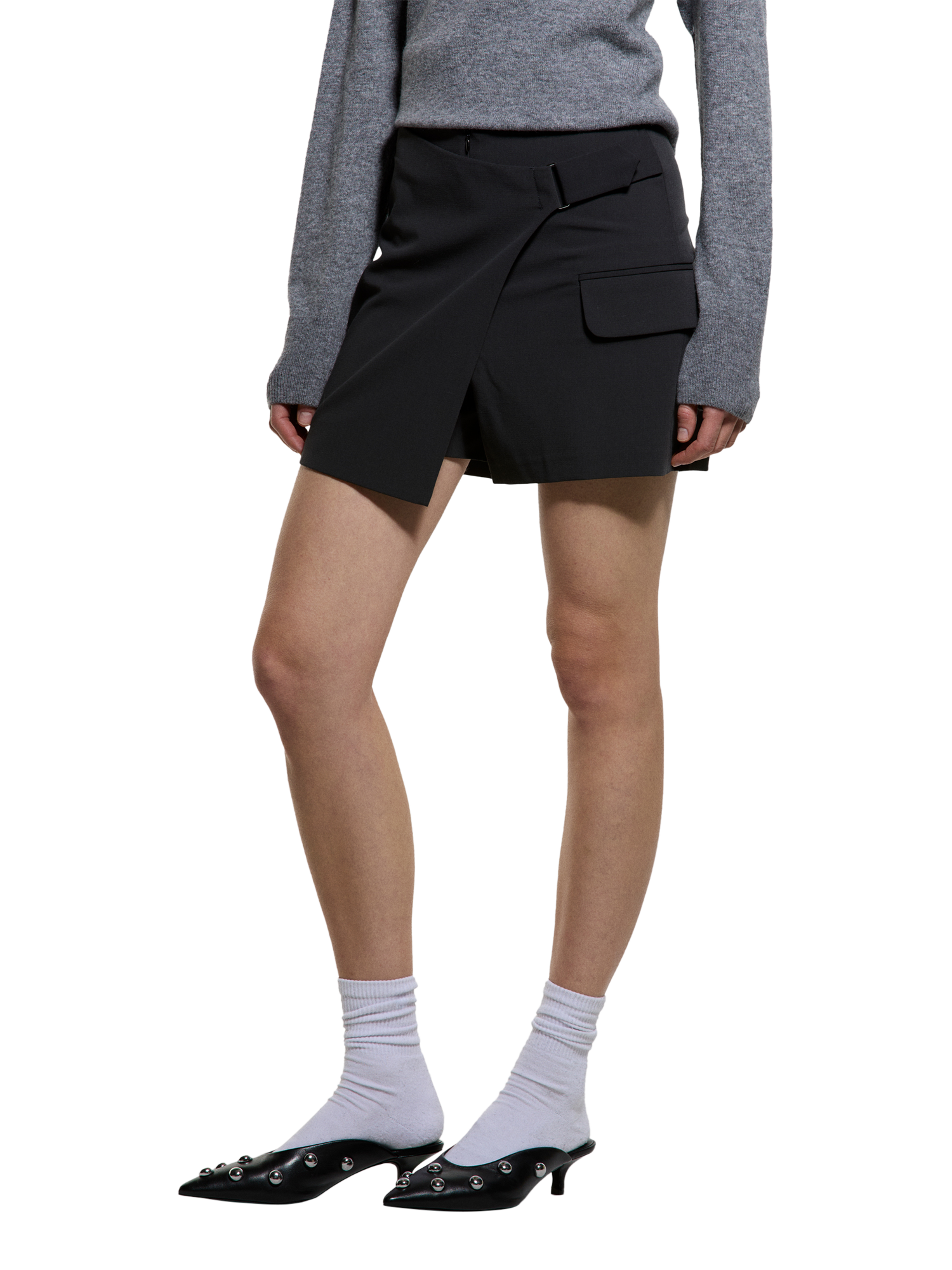 Product image 1 of 5, which shows SISLEY Flap Pocket Wrap Shorts, Black, 8