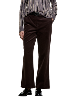 SISLEY Velvet Cropped Trousers, Dark Brown, Dark Brown