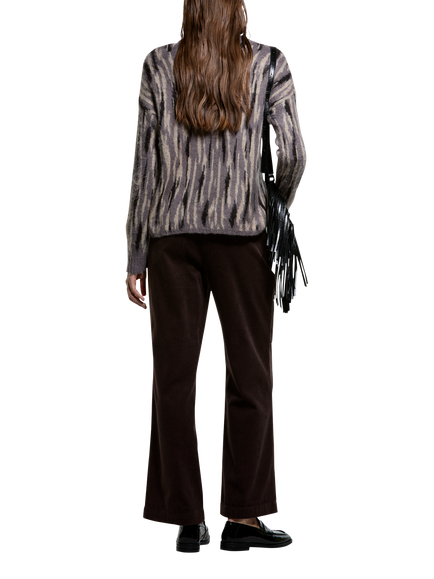 SISLEY Velvet Cropped Trousers, Dark Brown - view 2, Dark Brown