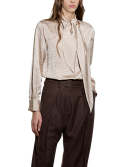 SISLEY Snake Print Tie Neck Top, Sand, Sand