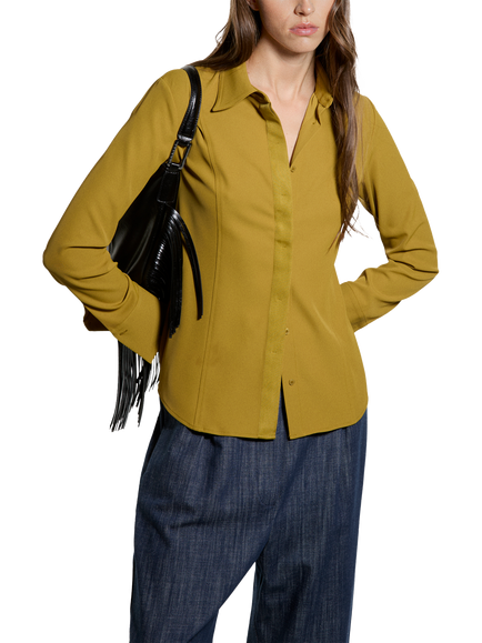 SISLEY Slim Fit Long Sleeve Shirt, Olive Green, Olive Green