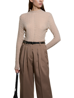 SISLEY Long Sleeve High Neck Blouse, Sand, Sand