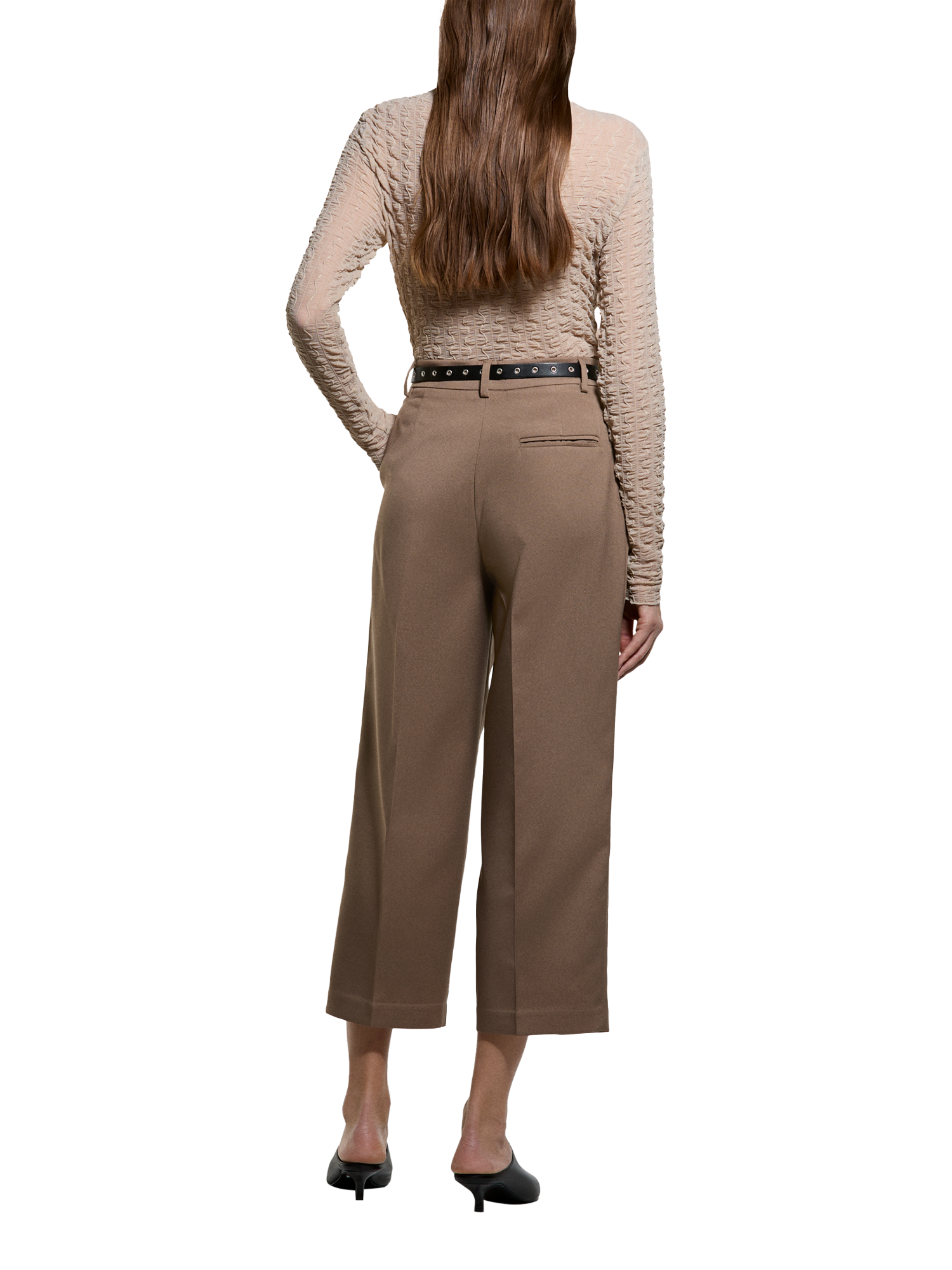 Product image 2 of 4, which shows SISLEY Long Sleeve High Neck Blouse, Sand, L