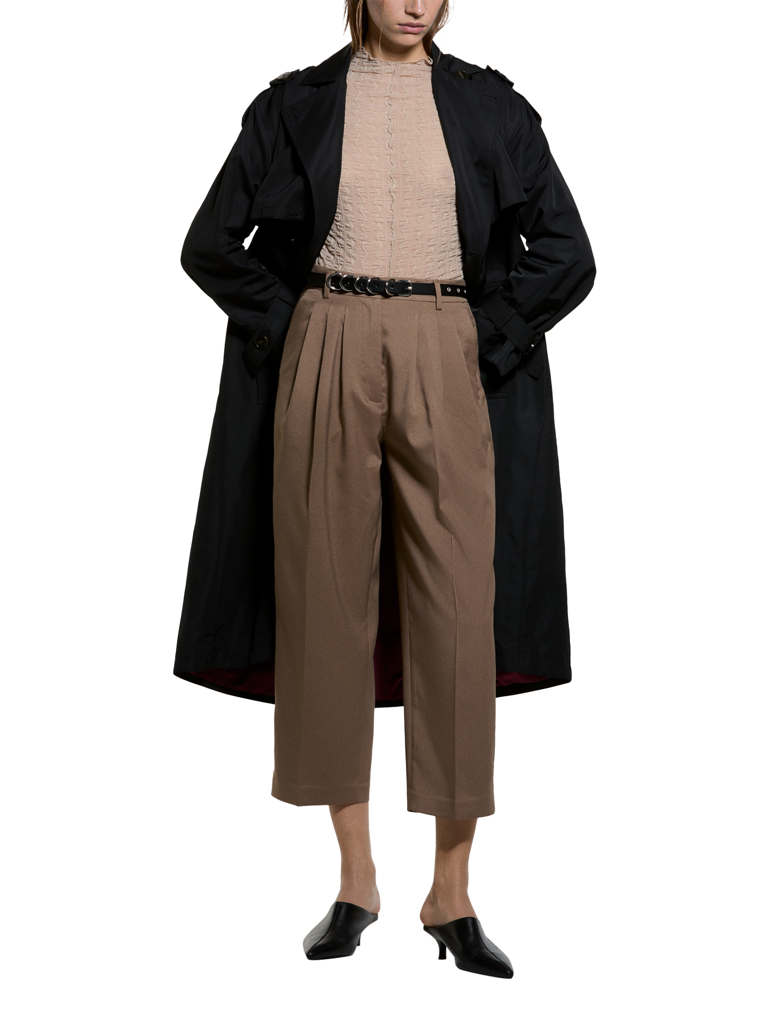 Product image 3 of 4, which shows SISLEY Long Sleeve High Neck Blouse, Sand, L