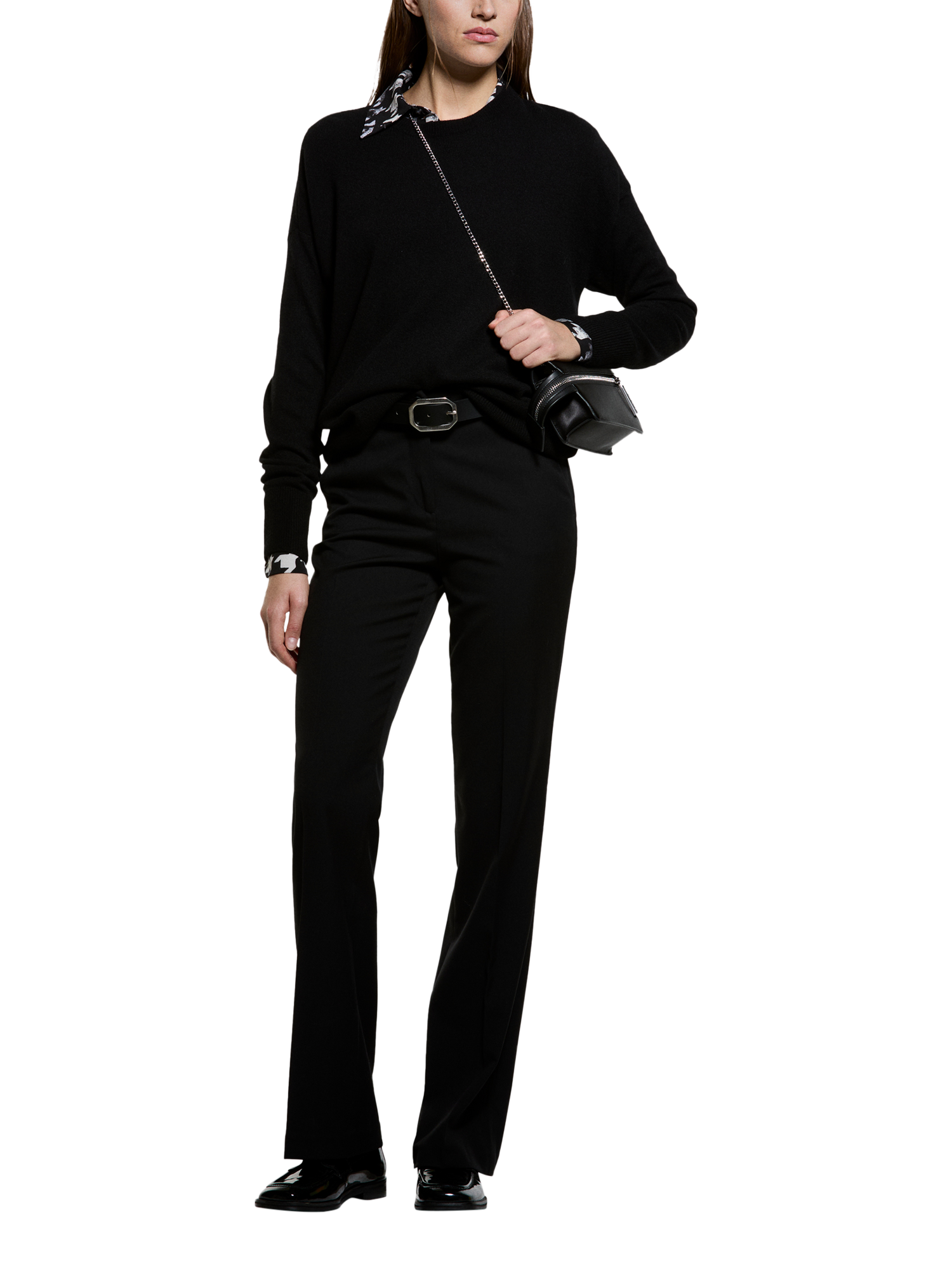 Product image 3 of 4, which shows SISLEY Relaxed Fit Wool Rich Jumper, Black, L