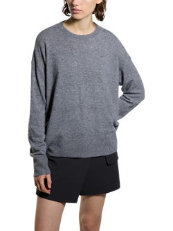SISLEY Wool Blend Long Sleeve Knit Jumper, Dark Grey Melange, Dark Grey Melange