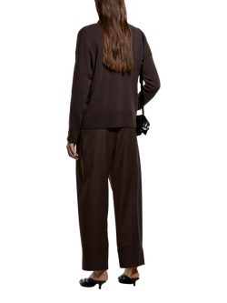 SISLEY Crew Neck Relaxed Wool Rich Jumper, Dark Brown - view 2, Dark Brown