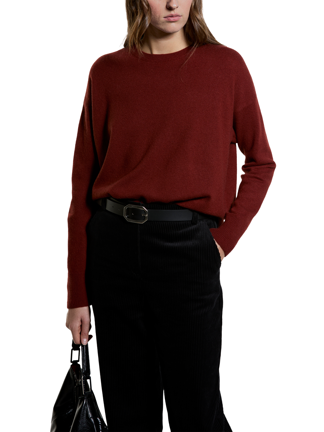 Product image 1 of 4, which shows SISLEY Wool Blend Long Sleeve Knit Jumper, Bordeaux, L