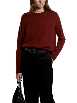 SISLEY Wool Blend Long Sleeve Knit Jumper, Bordeaux, Bordeaux