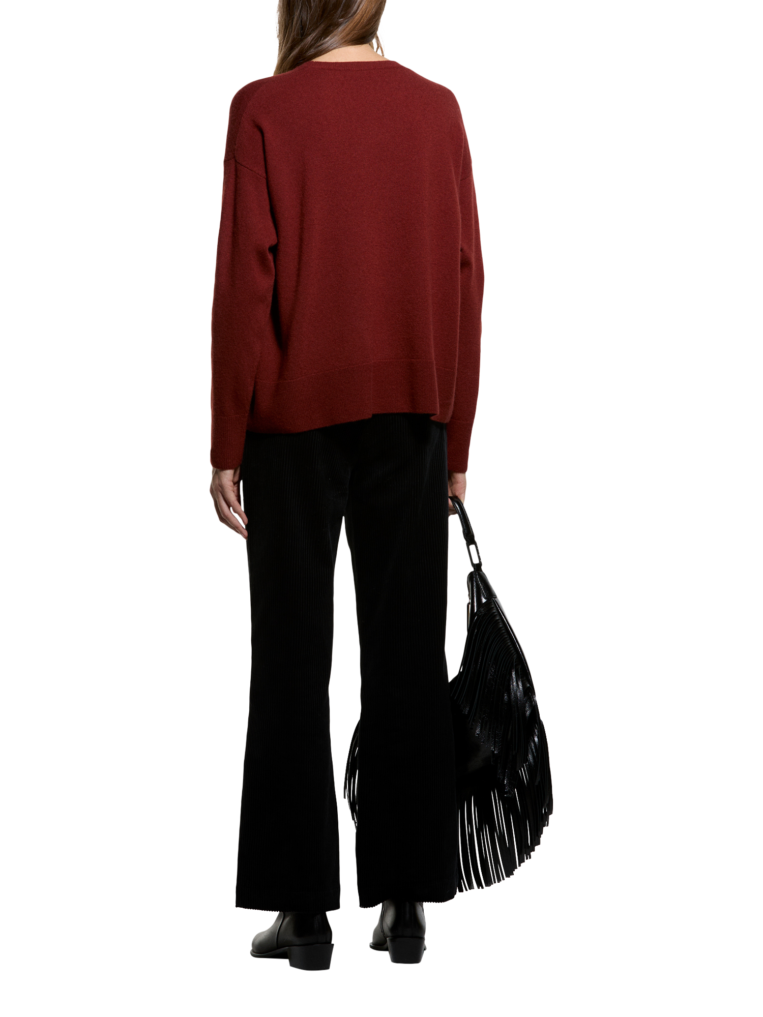 Product image 2 of 4, which shows SISLEY Wool Blend Long Sleeve Knit Jumper, Bordeaux, L