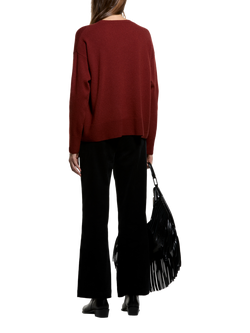 SISLEY Wool Blend Long Sleeve Knit Jumper, Bordeaux - view 2, Bordeaux