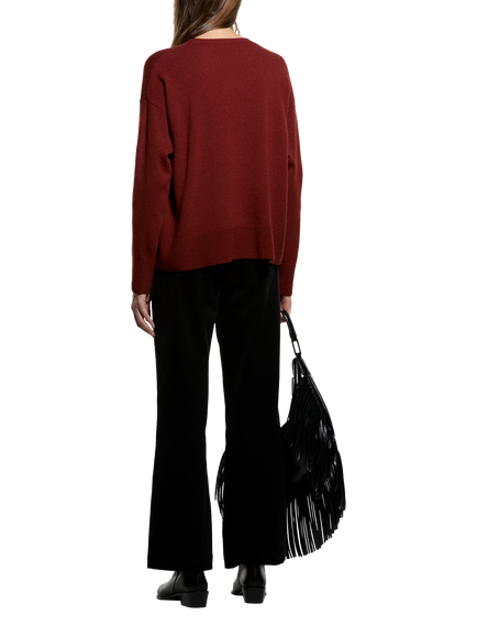 SISLEY Wool Blend Long Sleeve Knit Jumper, Bordeaux - view 2, Bordeaux