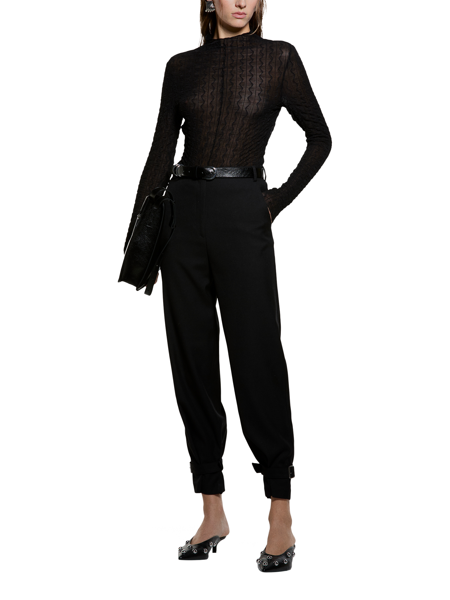 Product image 3 of 4, which shows SISLEY Opaque Stripe Jumper, Black, L