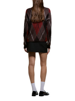 SISLEY Crew Neck Argyle Jumper, Multi - view 2, Multi