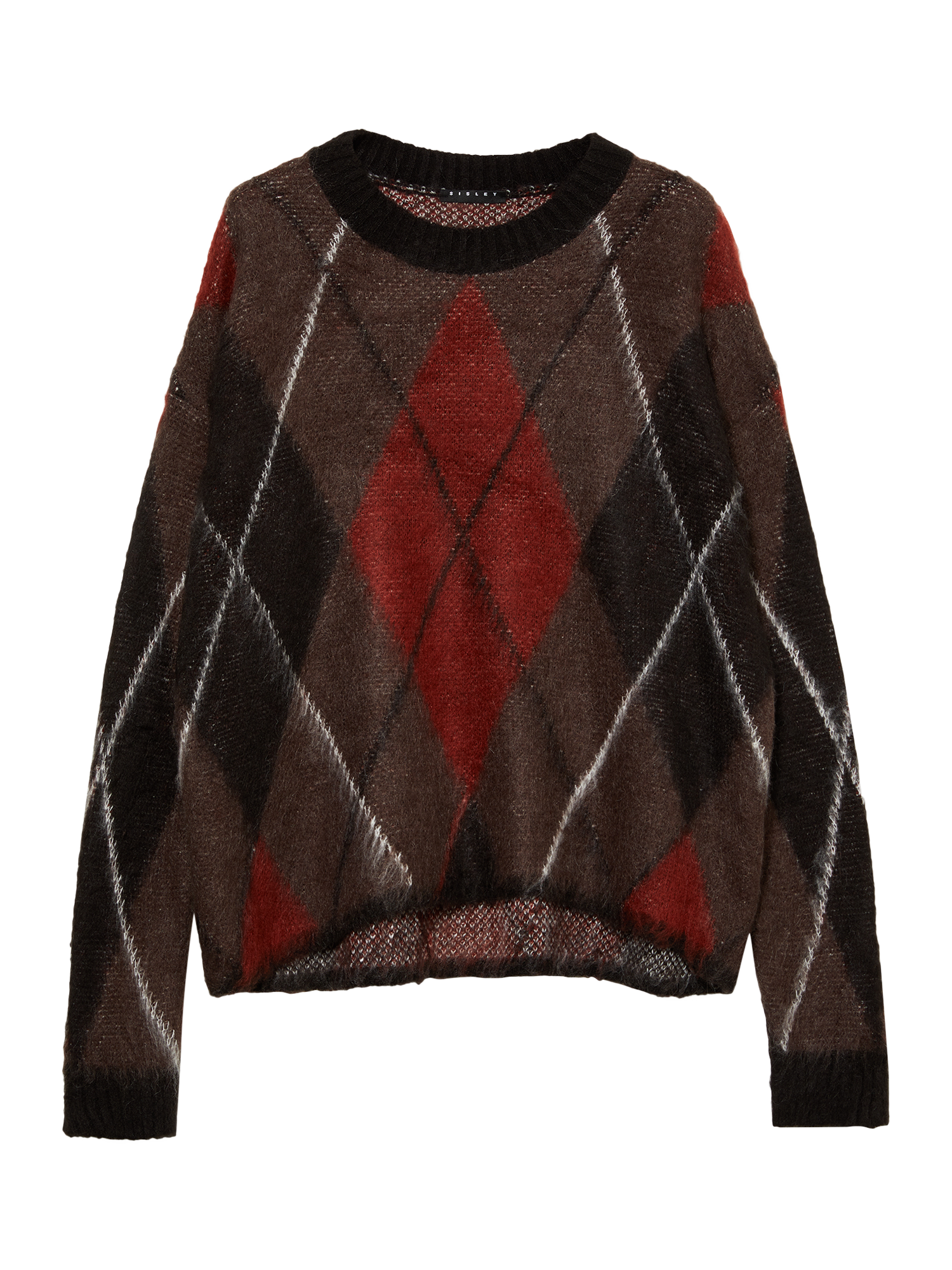 Product image 4 of 4, which shows SISLEY Crew Neck Argyle Jumper, Multi, L