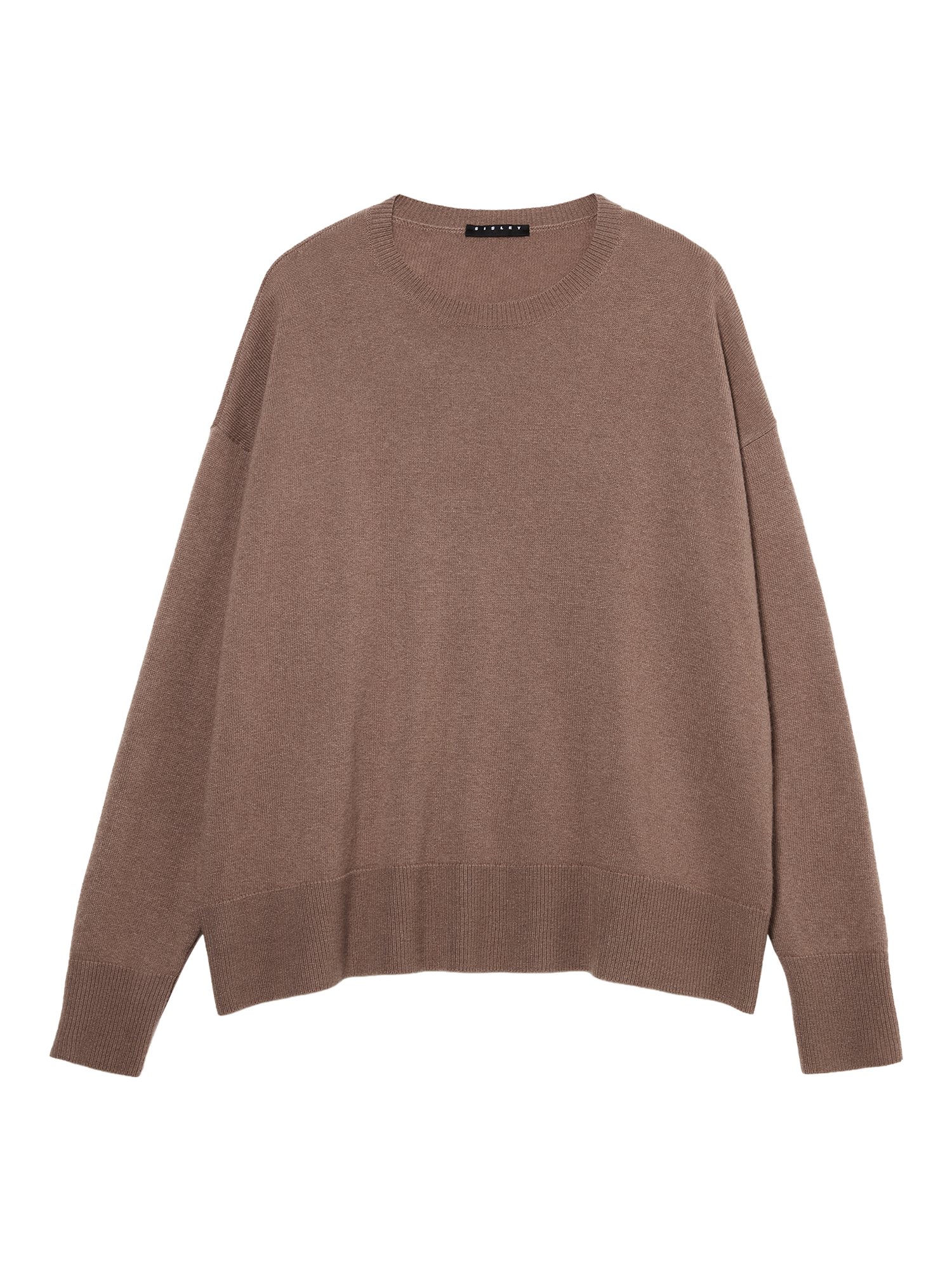 Product image 4 of 4, which shows SISLEY Relaxed Fit Wool Rich Jumper, Taupe, L