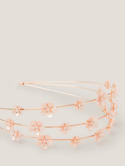 Monsoon Kids' Flower Pearl Headband, Pink - view 2, Pink