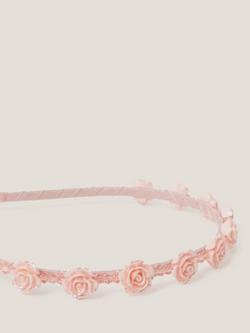 Monsoon Kids' Rose Beaded Headband, Pink - view 2, Pink