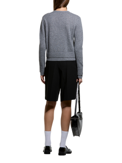 SISLEY Wool Blend V-Neck Button Cardigan, Dark Grey Melange - view 2, Dark Grey Melange