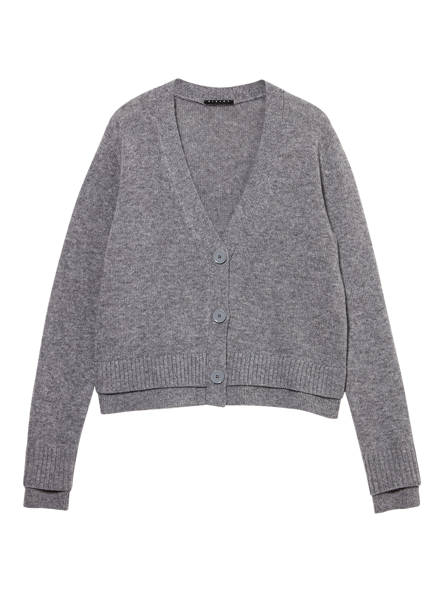 Product image 4 of 4, which shows SISLEY Wool Blend V-Neck Button Cardigan, Dark Grey Melange, L