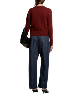 SISLEY Wool Blend V-Neck Button Cardigan, Bordeaux - view 2, Bordeaux