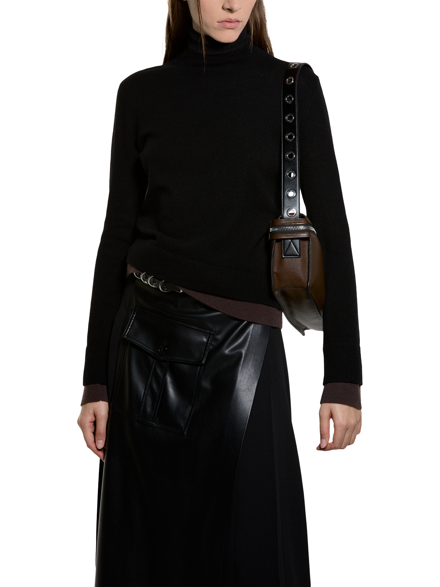 Product image 1 of 4, which shows SISLEY High Neck Wool Rich Top, Black, M